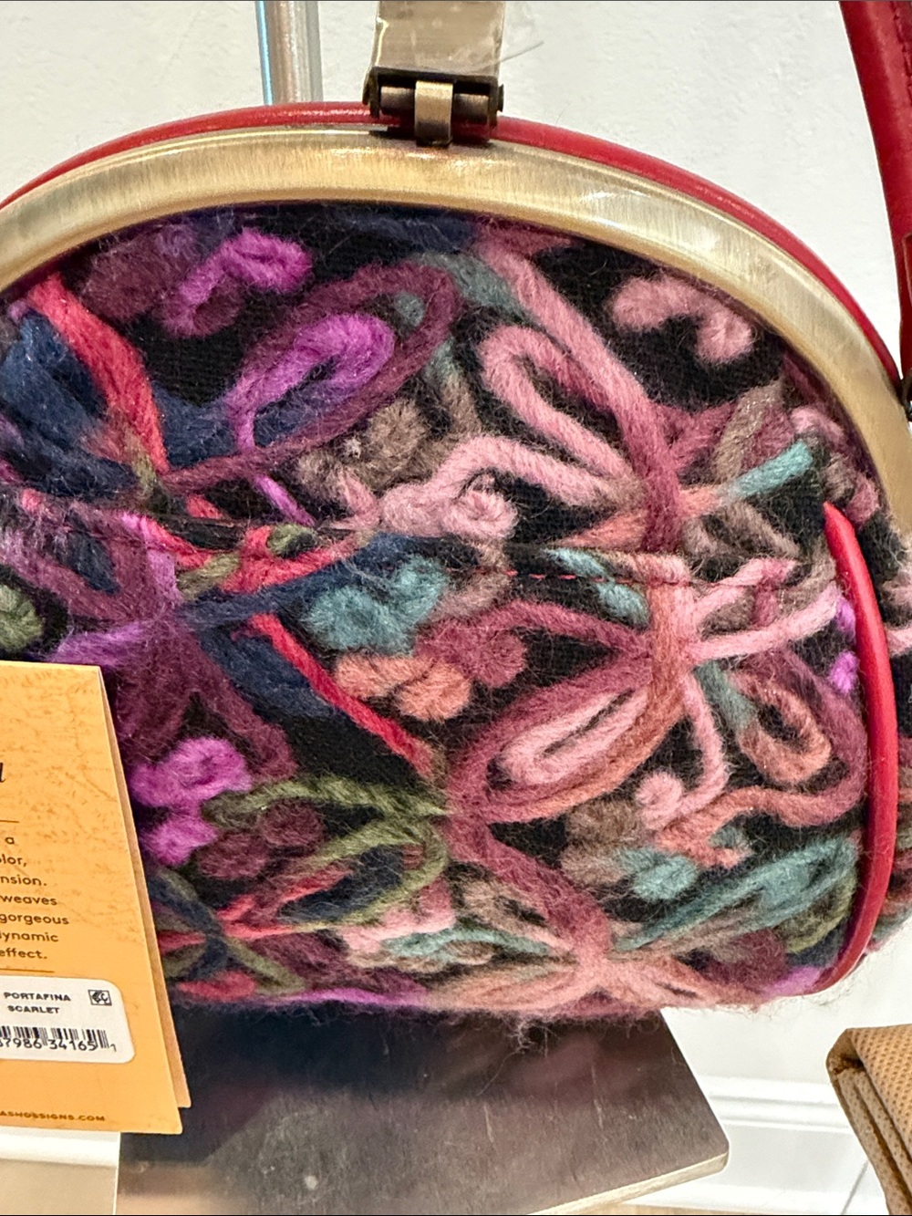 Patricia Nash Multicolor Knit Floral Crossbody with Berry Red Trim - Picture 5 of 10